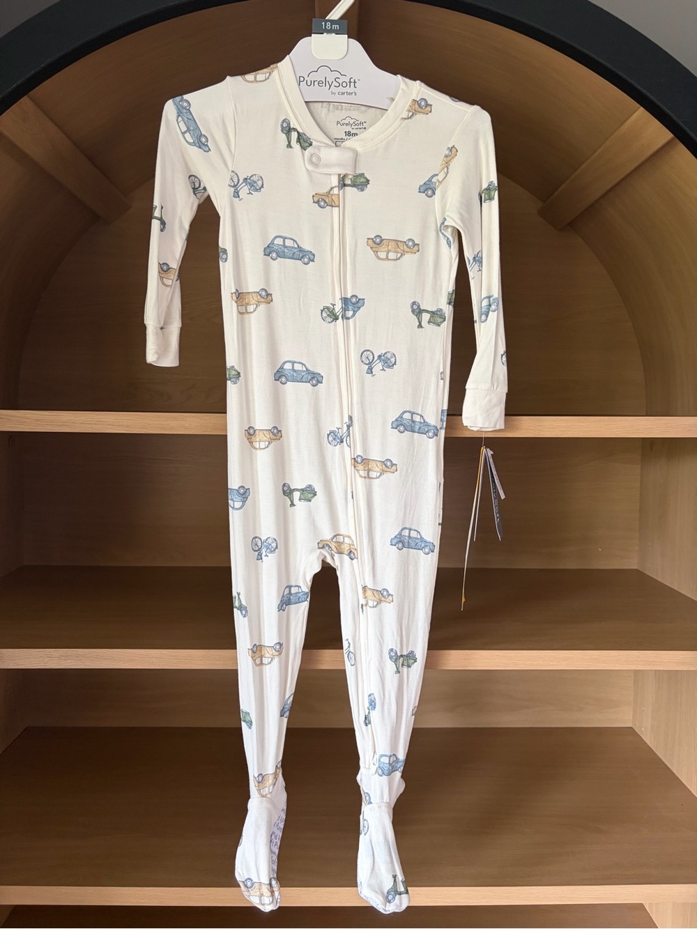✨$10✨NWT•Carter's Car Print Zip-Up PurelySoft 1-Piece Footed Pajamas | 18m